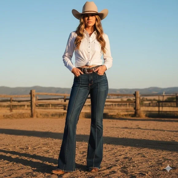 Judy Blue JB8490 High Rise Seamed Front Raw Hem Flare Jeans size 7 - Picture 4 of 10